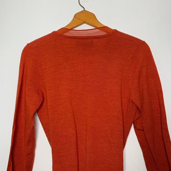 3/$20 Mercer & Madison women's burnt orange merino wool v-neck wrap sweater SZ S - Picture 5 of 9